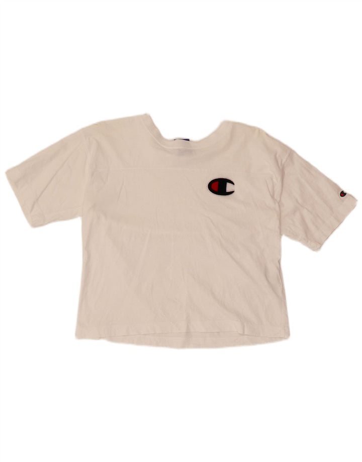 CHAMPION Womens Crop T-Shirt Top UK 10 Small White Cotton