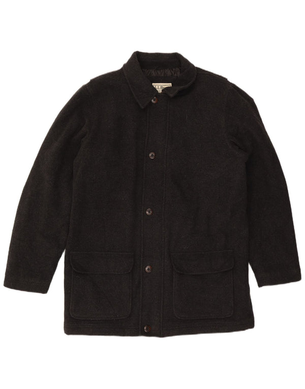 L.L.Bean Mens Tall Overcoat UK 40 Large Grey Wool