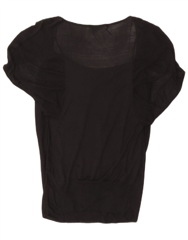 GUESS BY MARCIANO Womens Blouse Top UK 14 Medium Black Silk