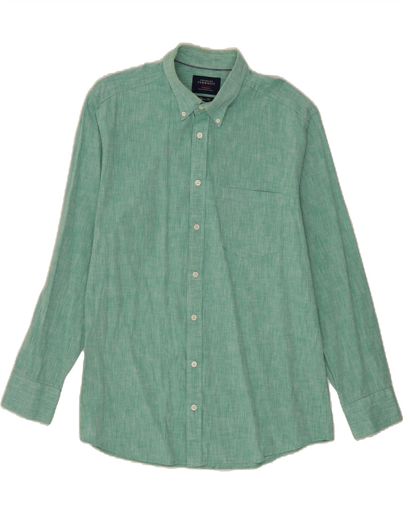 CHARLES TYRWHITT Mens Classic Fit Shirt Large Green Cotton Vintage Charles Tyrwhitt and Second-Hand Charles Tyrwhitt from Messina Hembry 
