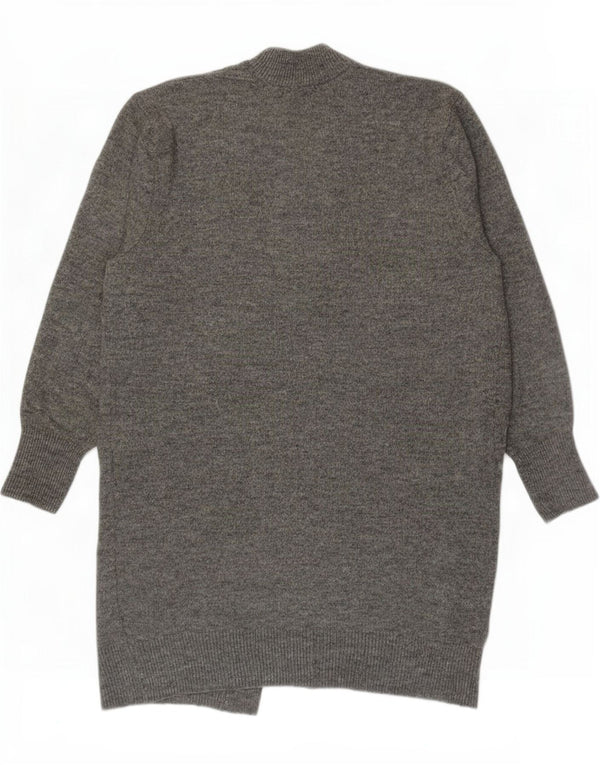 Zara Womens Longline Open Cardigan Sweater UK 14 Medium Grey Acrylic