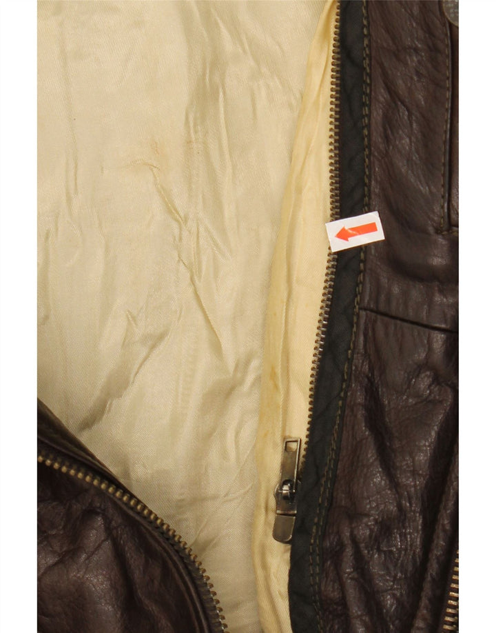 VINTAGE Mens Leather Jacket UK 42 XL Brown