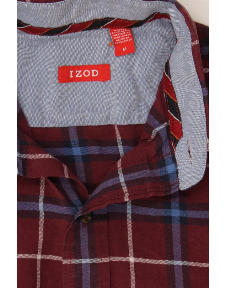 IZOD Mens Shirt Medium Burgundy Check Cotton Vintage Izod and Second-Hand Izod from Messina Hembry 