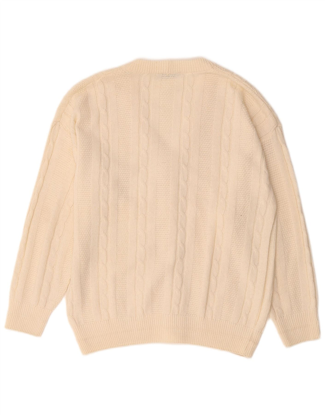 Blue Eyes Mens Cardigan Sweater Medium Off White Cotton