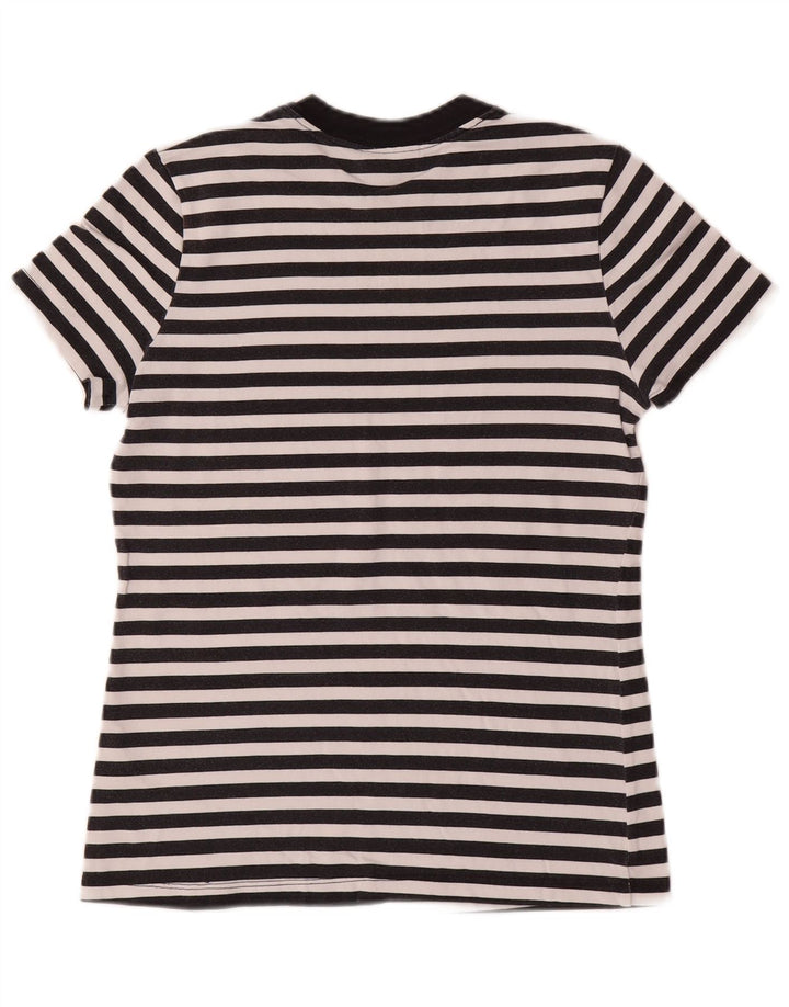 NIKE Womens Graphic T-Shirt Top UK 10 Small Black Striped Cotton