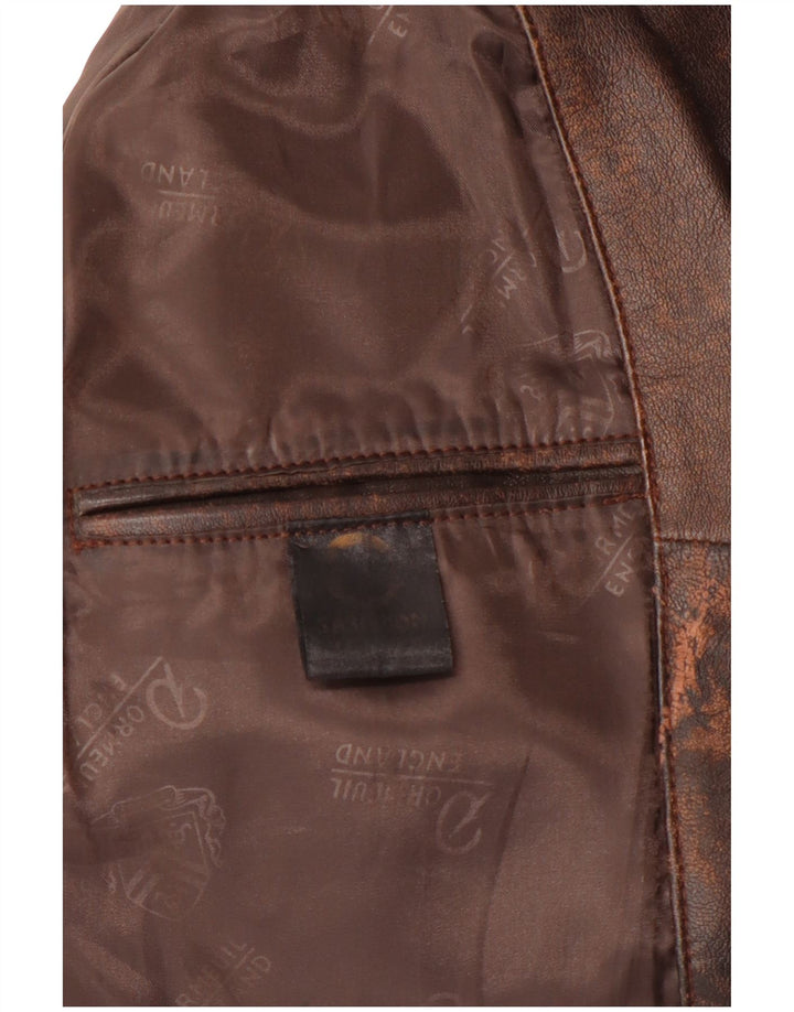 Vintage Womens Leather Coat UK 14 Medium Brown Leather