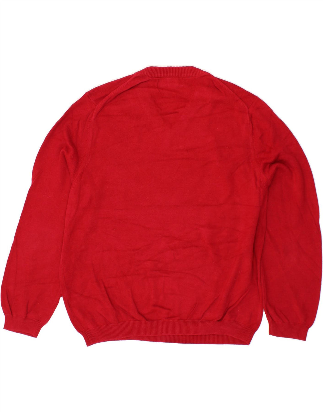 EDDIE BAUER Mens V-Neck Jumper Sweater Large Red Cotton Vintage Eddie Bauer and Second-Hand Eddie Bauer from Messina Hembry 
