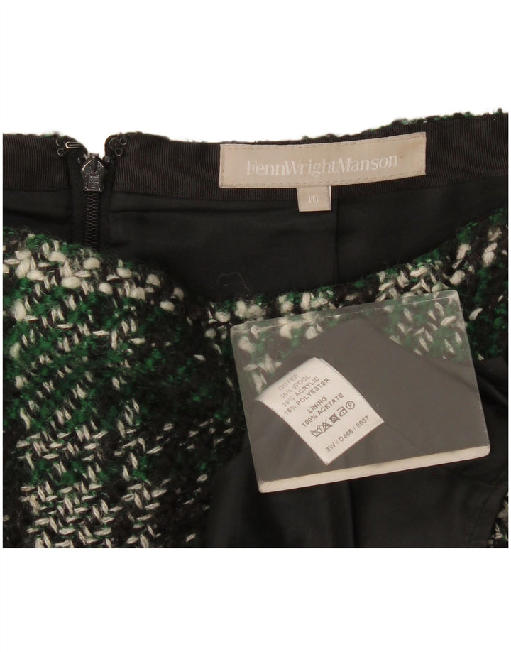 Fenn Wright Manson Womens Mini Skirt UK 10 Small W30 Green Check Wool