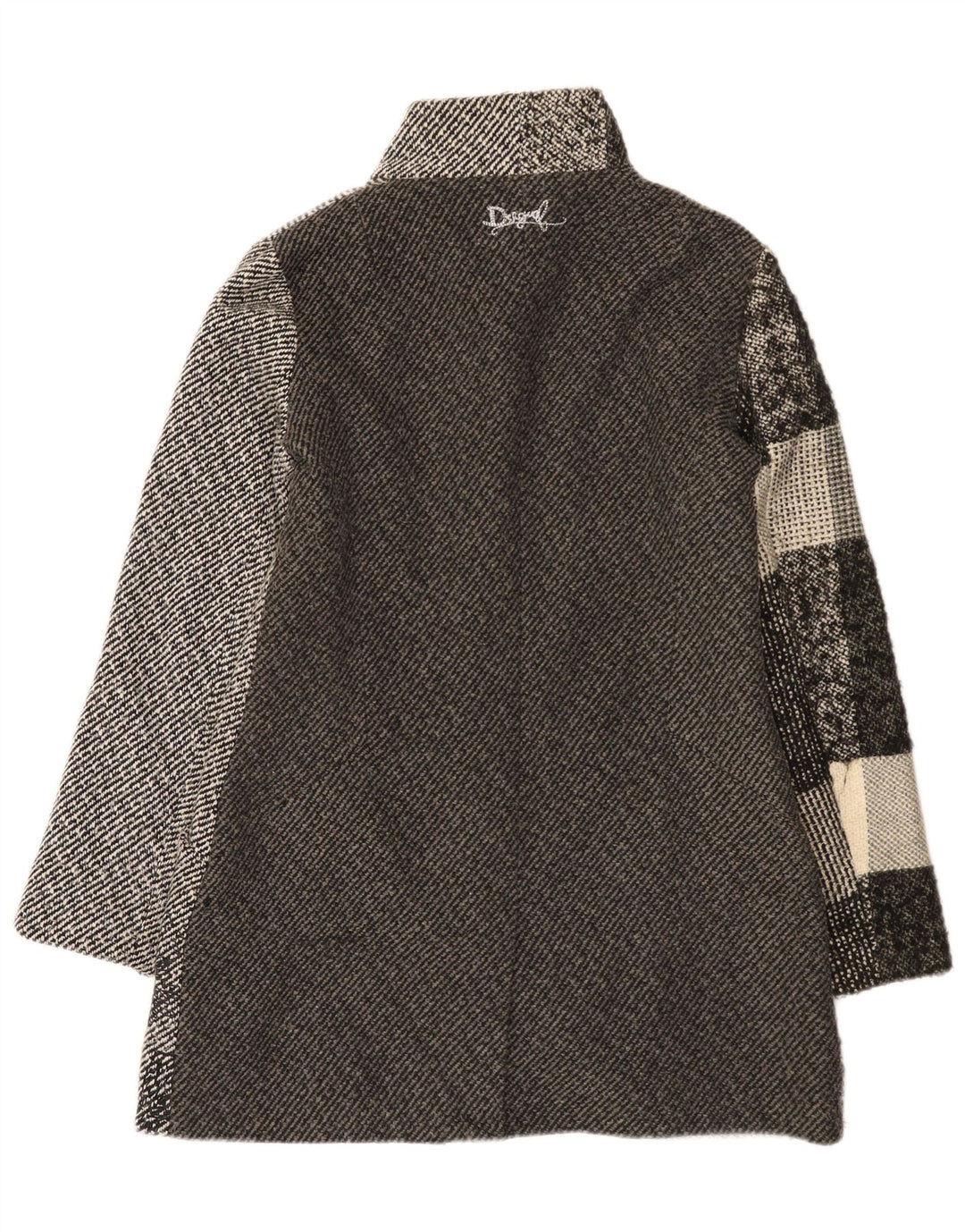Desigual Womens Overcoat EU 42 Large Grey Floral Polyester