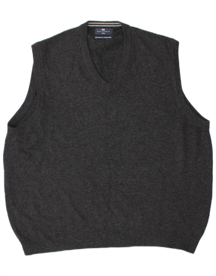MARKS & SPENCER Mens Blue Harbour Vest Tank Top Large Black Lambswool