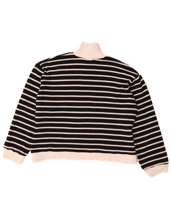 Zara Womens Turtle Neck Jumper Sweater UK 14 Medium Black Striped