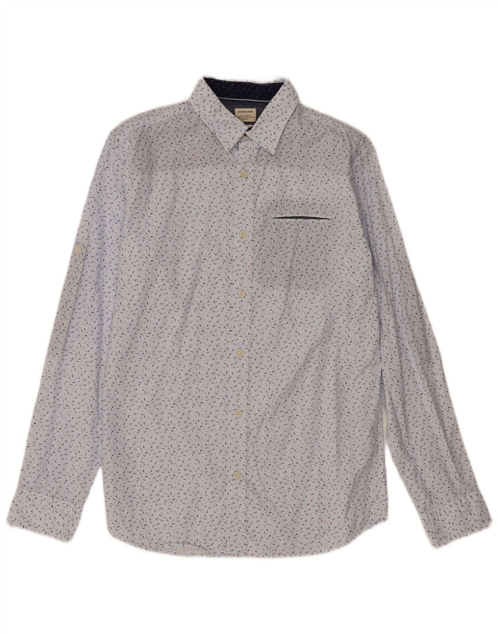 Jack & Jones Mens Abstract Pattern Shirt Small Blue Cotton