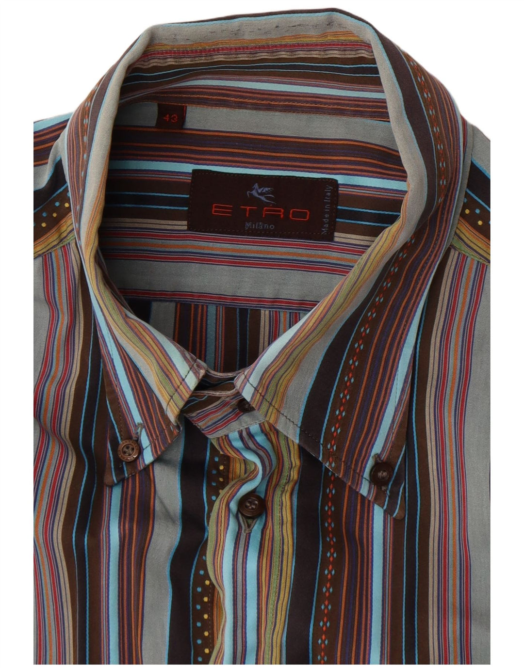 Etro Mens Shirt Size 43 Large Multicoloured Striped