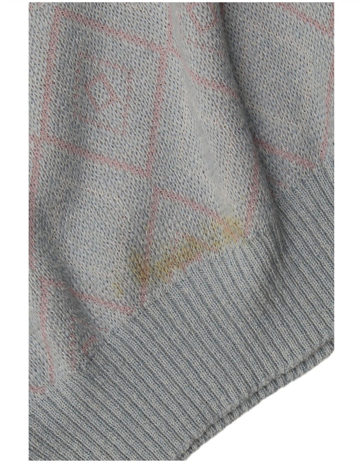 Maselli Womens Boat Neck Jumper Sweater IT 54 3XL Blue Argyle/Diamond