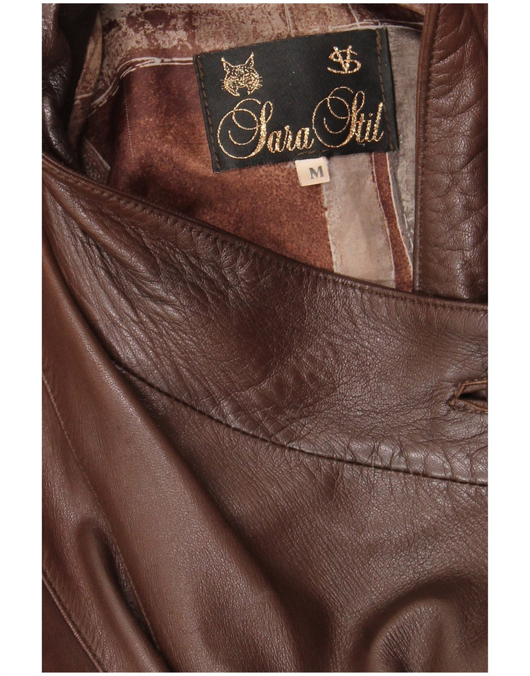 Vintage Womens Oversized Leather Coat UK 14 Medium Brown