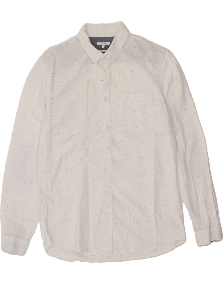 JULES Mens Slim Shirt Large White Flecked Cotton Vintage Jules and Second-Hand Jules from Messina Hembry 