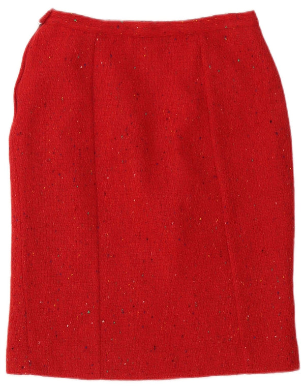 Cacharel Womens Pencil Skirt EU 40 Medium W26  Red Flecked Wool