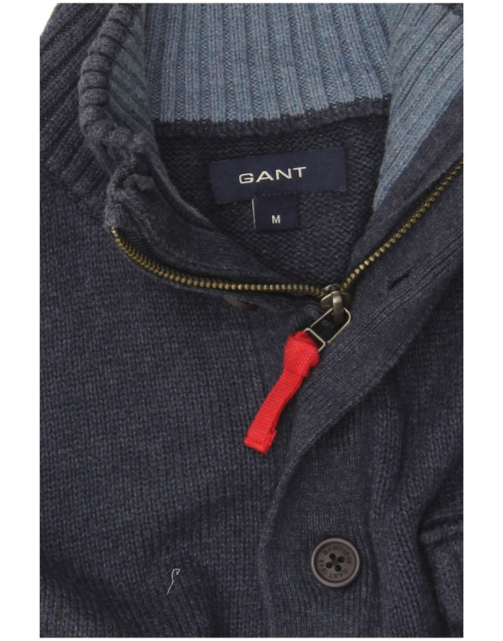 Gant Mens Button Neck Jumper Sweater Medium Navy Blue