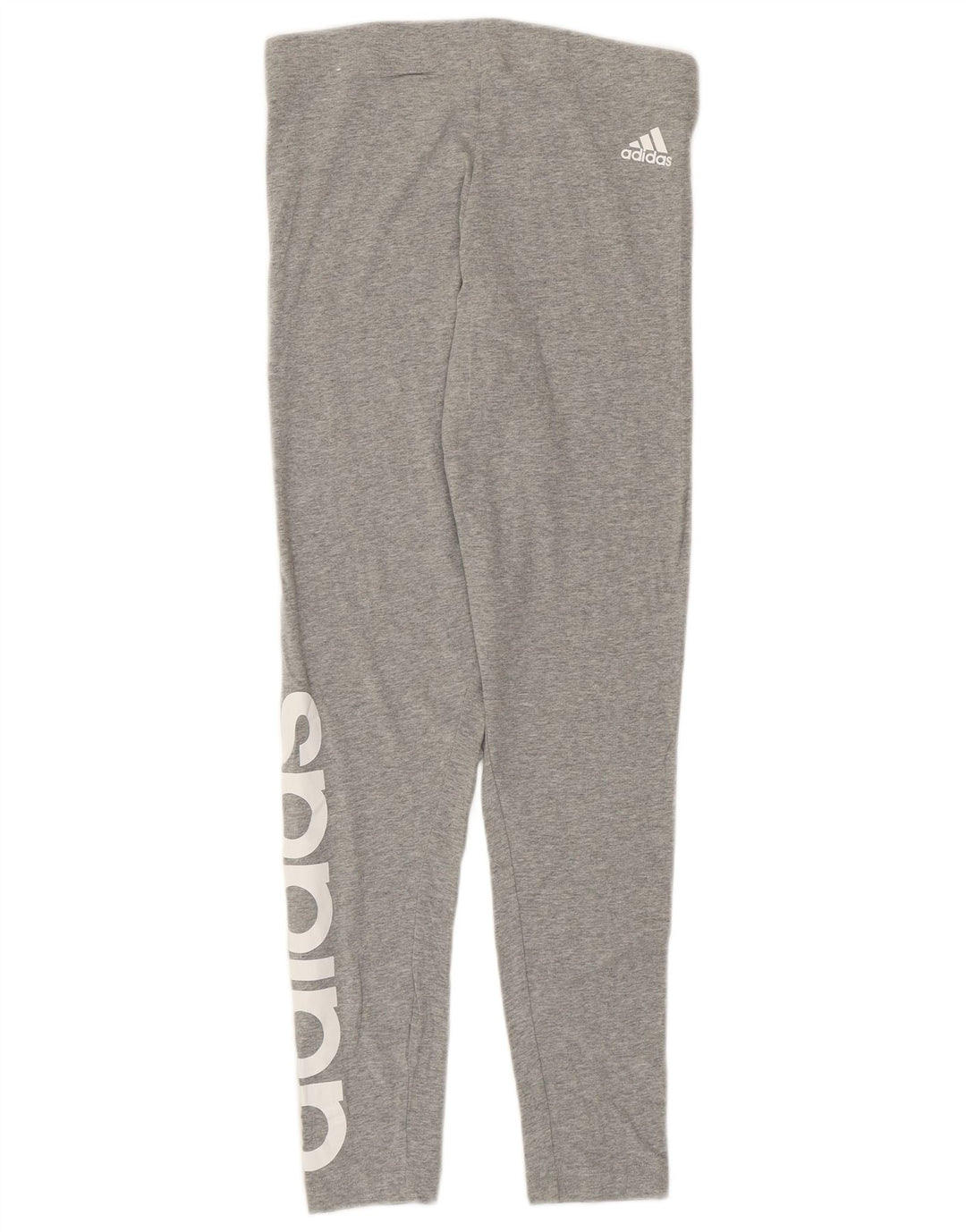 ADIDAS Womens Graphic Leggings UK 12/14 Medium Grey Cotton