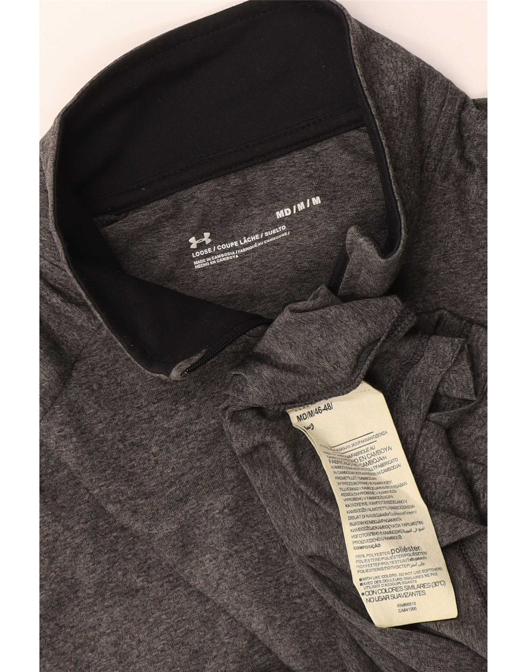Under Armour Mens Zip Neck Top Long Sleeve Medium Grey Polyester
