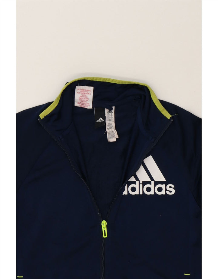 ADIDAS Boys Graphic Tracksuit Top Jacket 11-12 Years Navy Blue Polyester Vintage Adidas and Second-Hand Adidas from Messina Hembry 