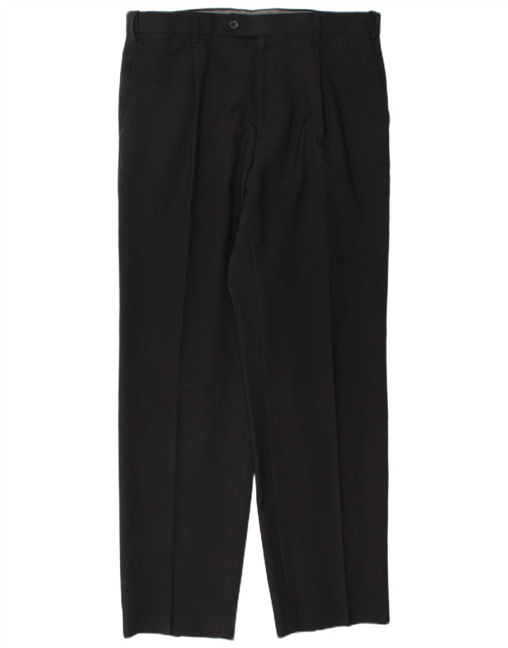 Marks & Spencer Mens Pegged Suit Trousers W36 L33 Black Polyester