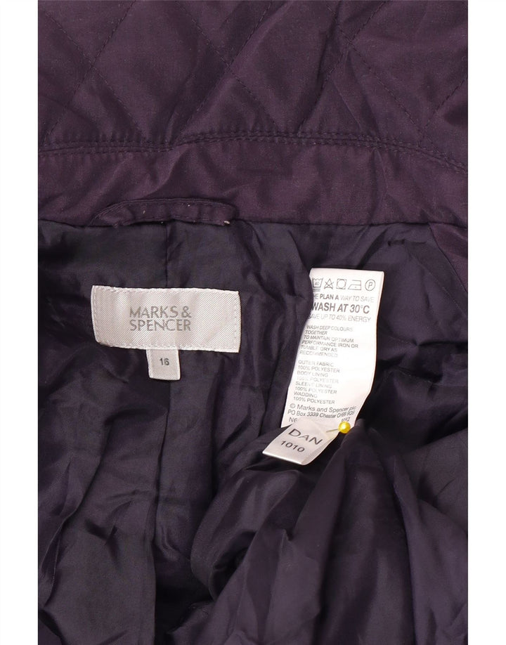Marks & Spencer Womens Quilted Jacket UK 16 Large Purple Polyester