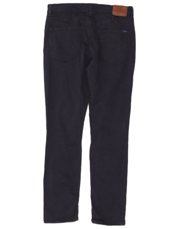 Gant Mens Slim Casual Trousers W34 L32 Navy Blue Cotton