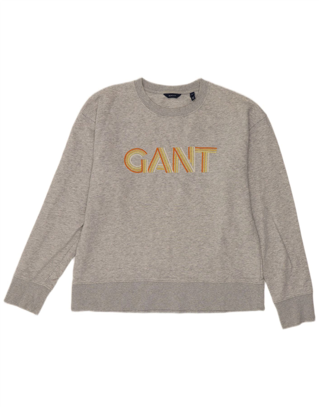 Gant Womens Graphic Sweatshirt Jumper UK 14 Medium Grey Cotton