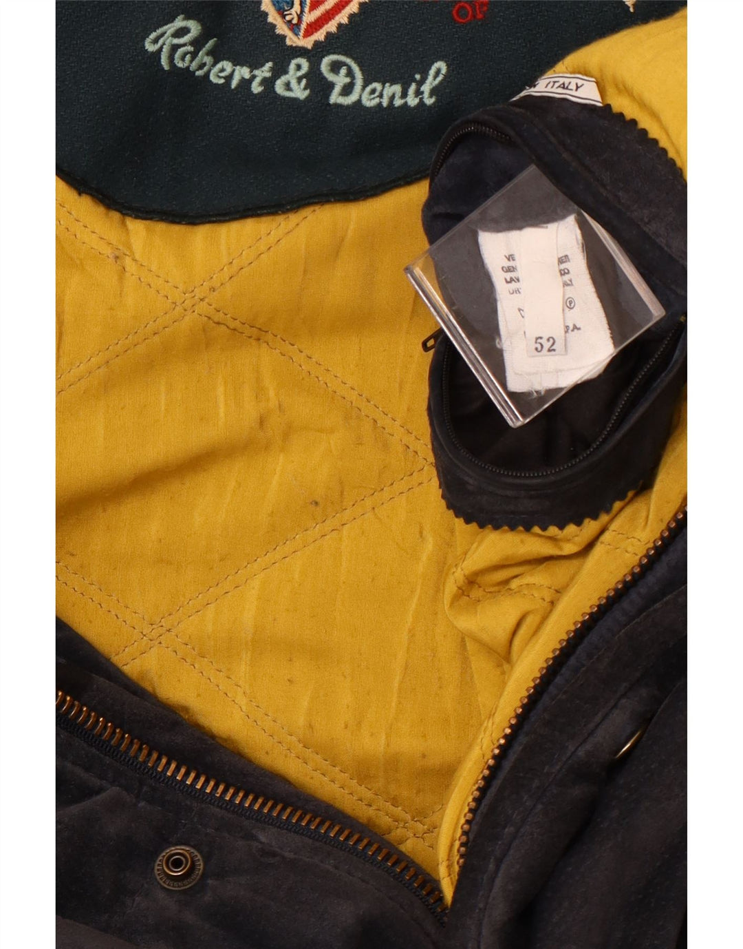 Vintage Mens Suede Windbreaker Coat IT 52 XL Navy Blue Leather