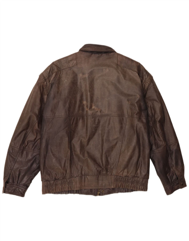 Vintage Mens Leather Jacket EU 48 Medium Brown Leather