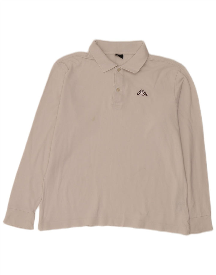 Kappa Mens Long Sleeve Polo Shirt Medium White Cotton