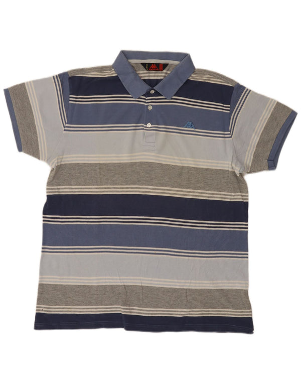 Kappa Mens Polo Shirt 2XL Blue Striped Cotton