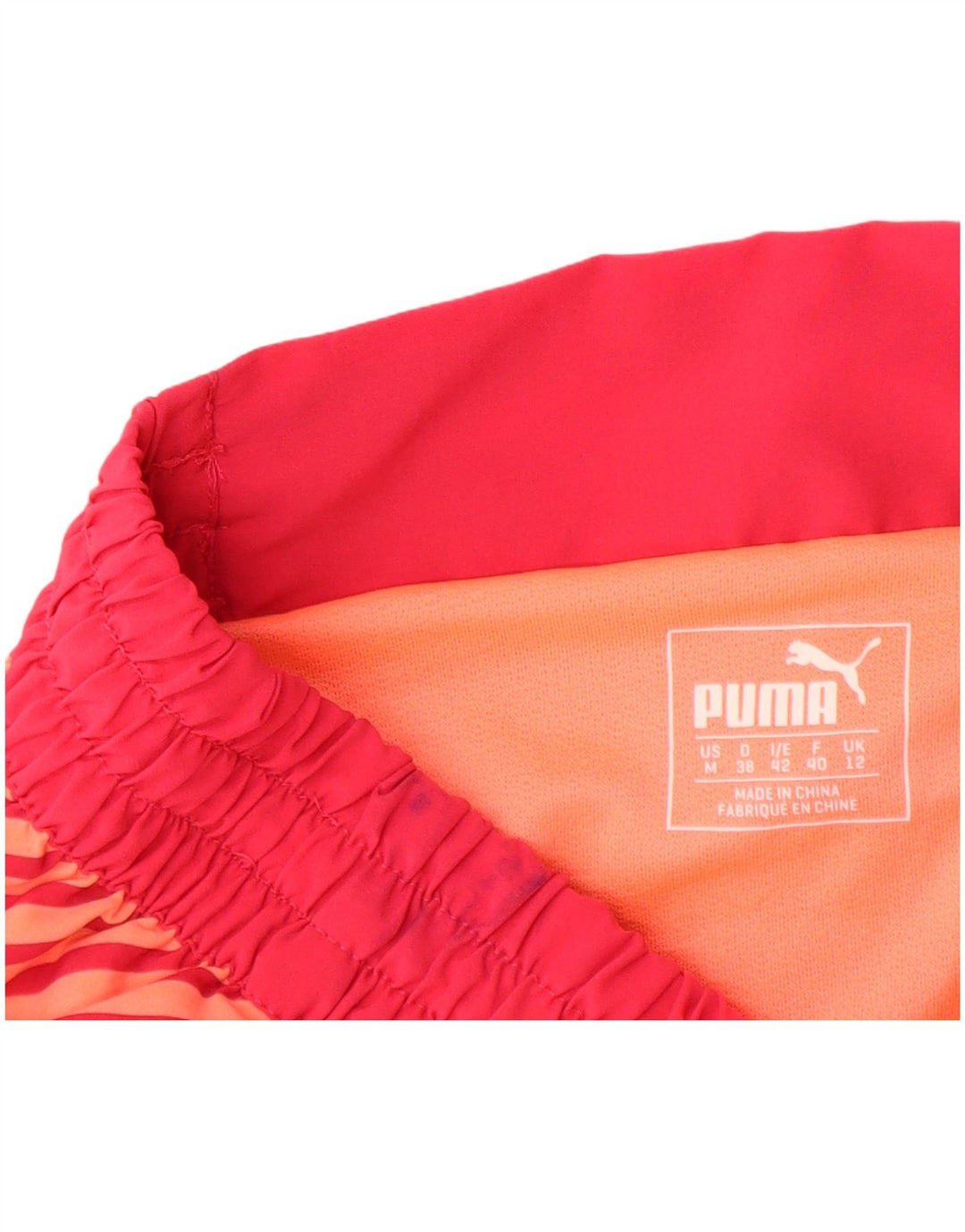 Puma Womens Sport Shorts UK 12 Medium Pink Striped Polyester