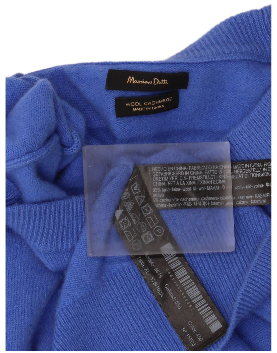 Massimo Dutti Mens Crew Neck Jumper Sweater XL Blue Wool