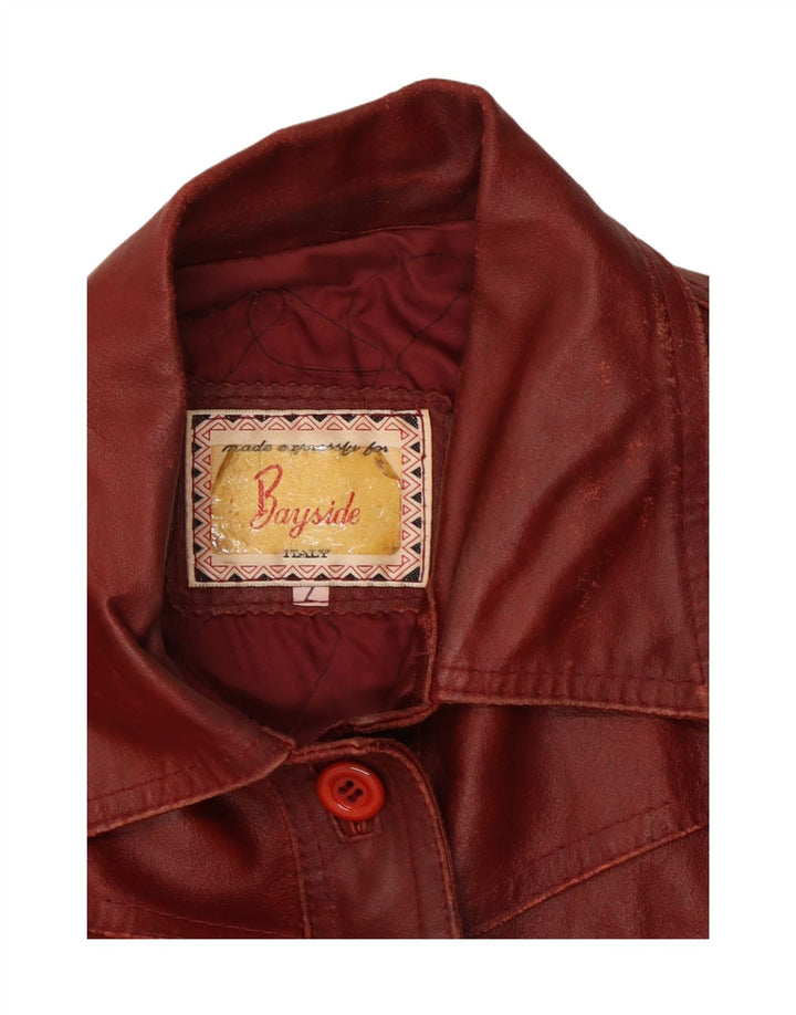 Bayside Womens Leather Jacket UK 14 Large Burgundy Leather