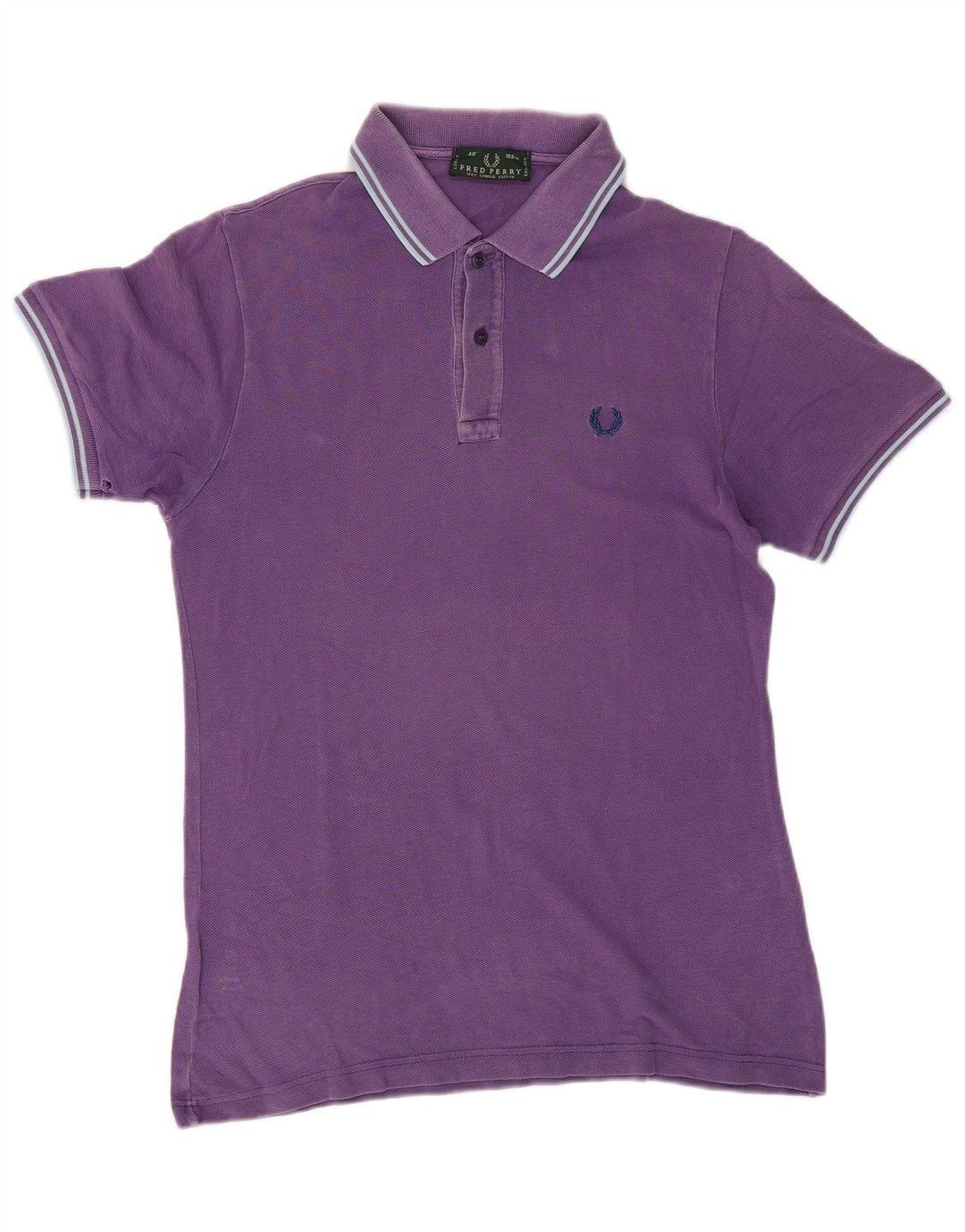 FRED PERRY Mens Polo Shirt Medium Purple Striped Cotton