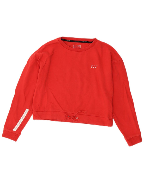 Jack Wills Womens Oversized Graphic Crop Sweatshirt Jumper UK 8 Small Red