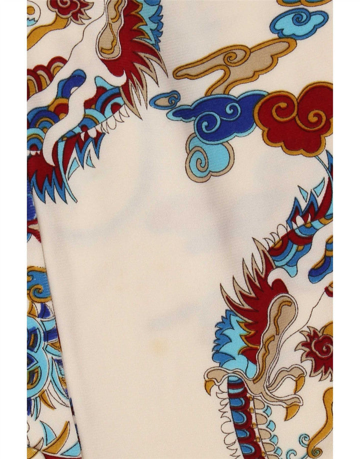 Vintage Womens Abstract Pattern Long Sleeve Maxi Dress Size 2 Small White