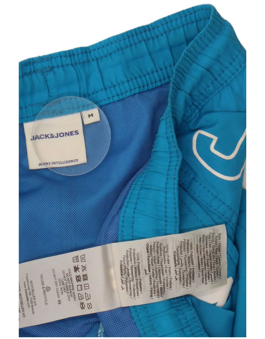 JACK & JONES Mens Graphic Swimming Shorts Medium Blue Polyester