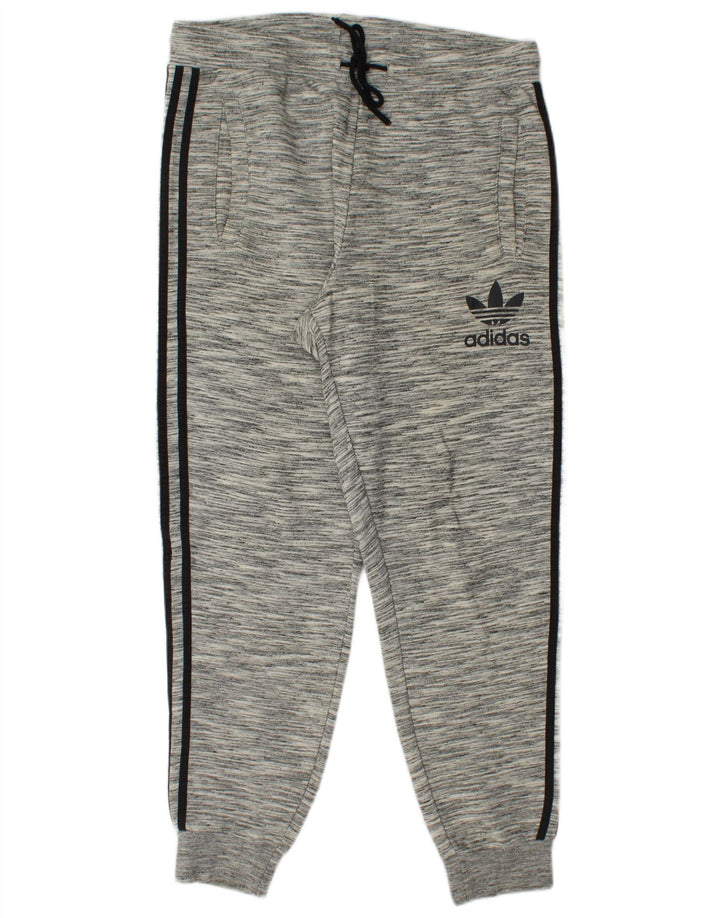 ADIDAS Mens Tracksuit Trousers Joggers Large  Grey Pinstripe Cotton