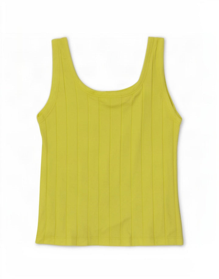 Massimo Dutti Womens Vest Top UK 8 Small Yellow Cotton