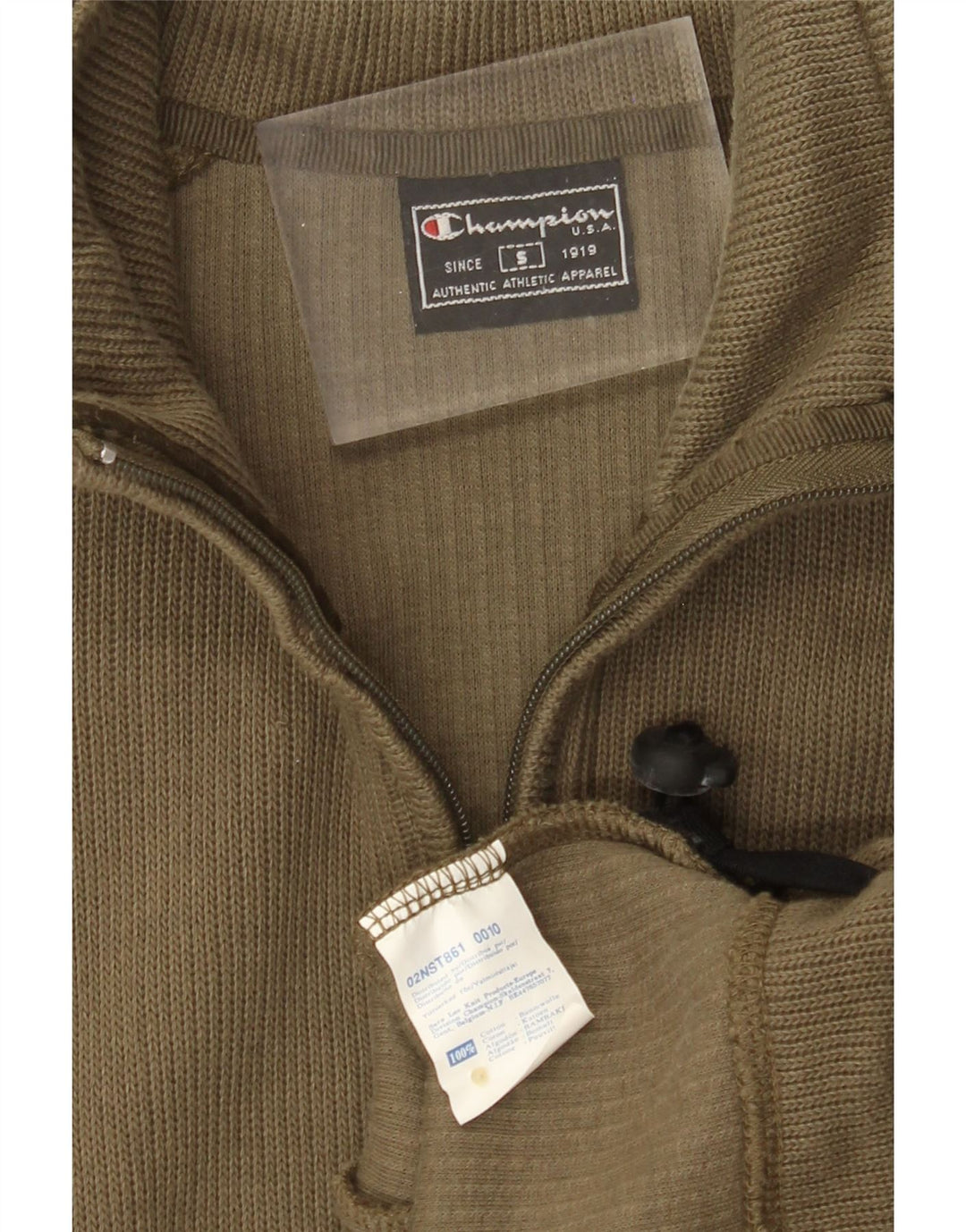 CHAMPION Mens Cardigan Sweater Small Khaki Cotton