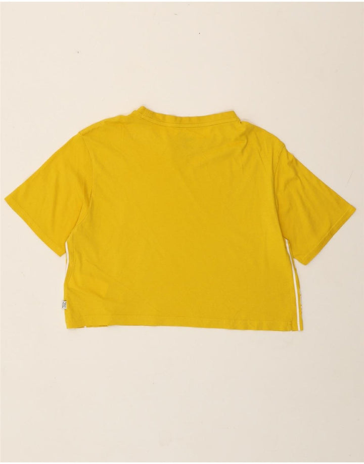 PUMA Womens Crop Oversized Graphic T-Shirt Top UK 10 Small Yellow Cotton