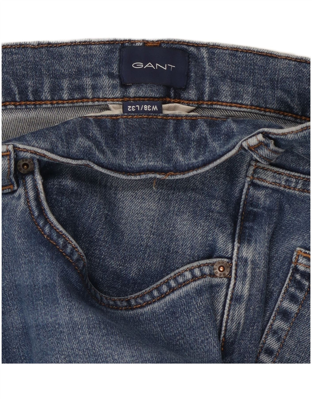 GANT Mens Straight Jeans W38 L32 Blue Cotton