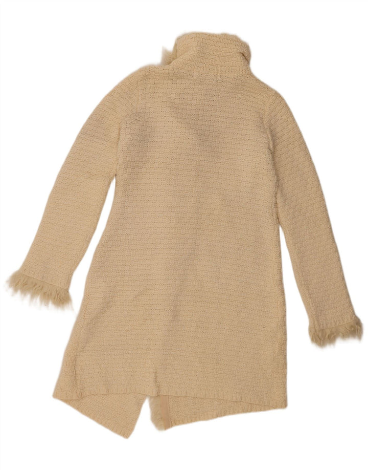 Zara Womens Longline Cardigan Sweater UK 12 Medium Off White Wool