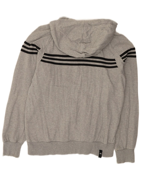 ADIDAS Mens Graphic Hoodie Jumper UK 36/38 Small Grey Cotton