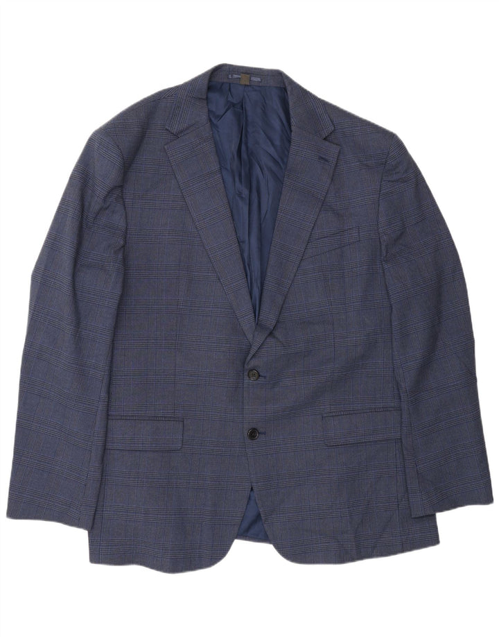 Marks & Spencer Mens 2 Button Blazer Jacket UK 48 2XL Blue Houndstooth
