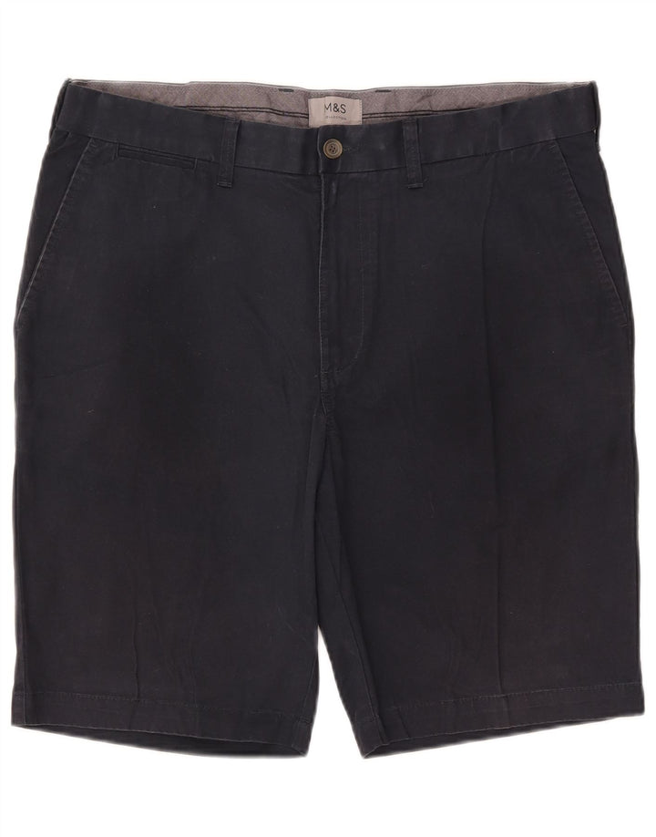 Marks & Spencer Mens Chino Shorts W36 Large Navy Blue Cotton