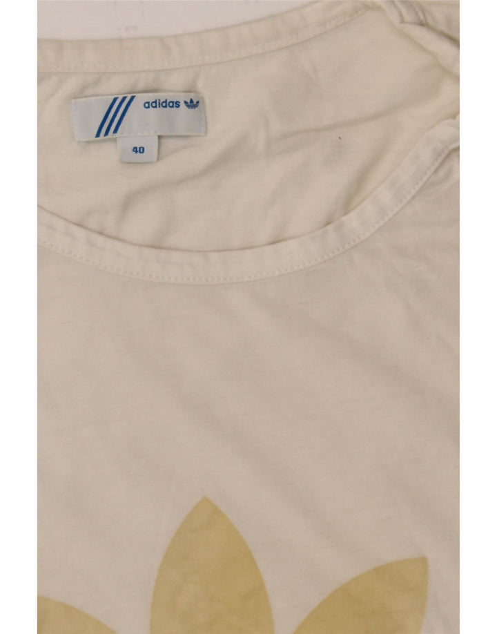 ADIDAS Womens Graphic T-Shirt Top EU 40 Medium White Cotton Vintage Adidas and Second-Hand Adidas from Messina Hembry 